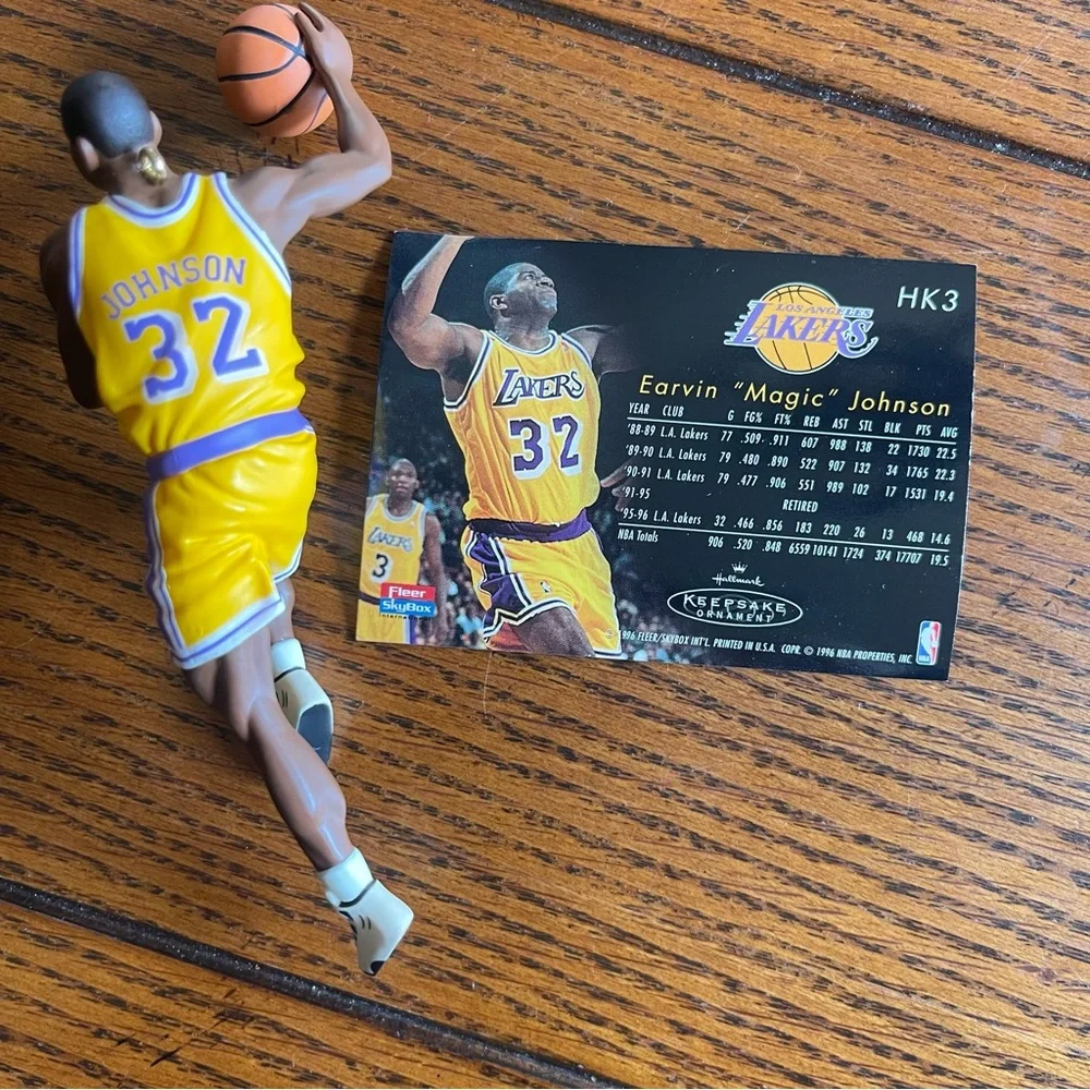 Hallmark Magic Johnson 32 Lakers Hoop Stars Ornament Yellow and Purple